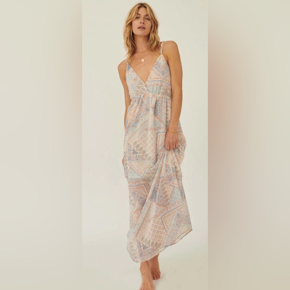 Beautiful Truth Patchwork Chiffon Maxi Dress